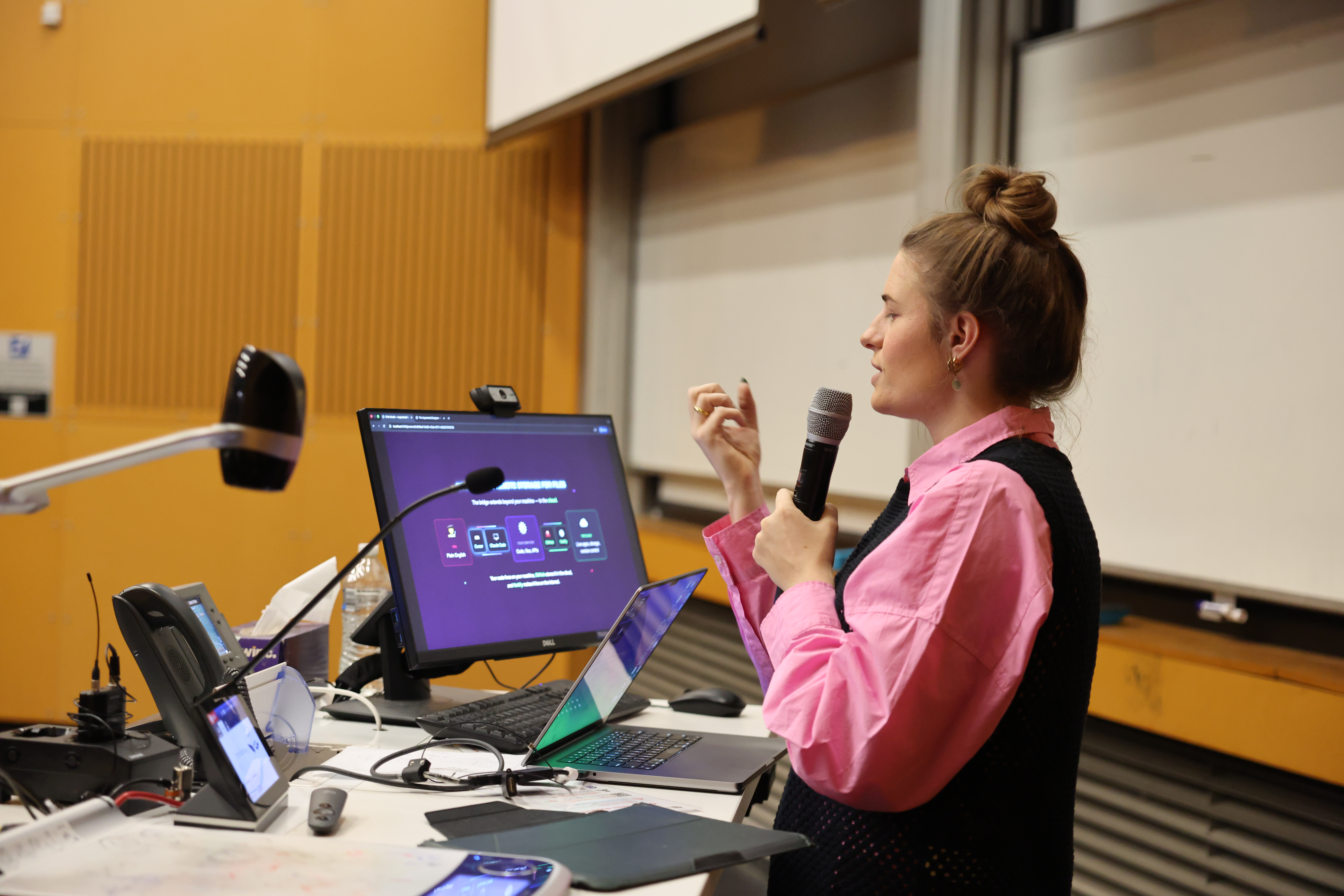 Freya presenting at university