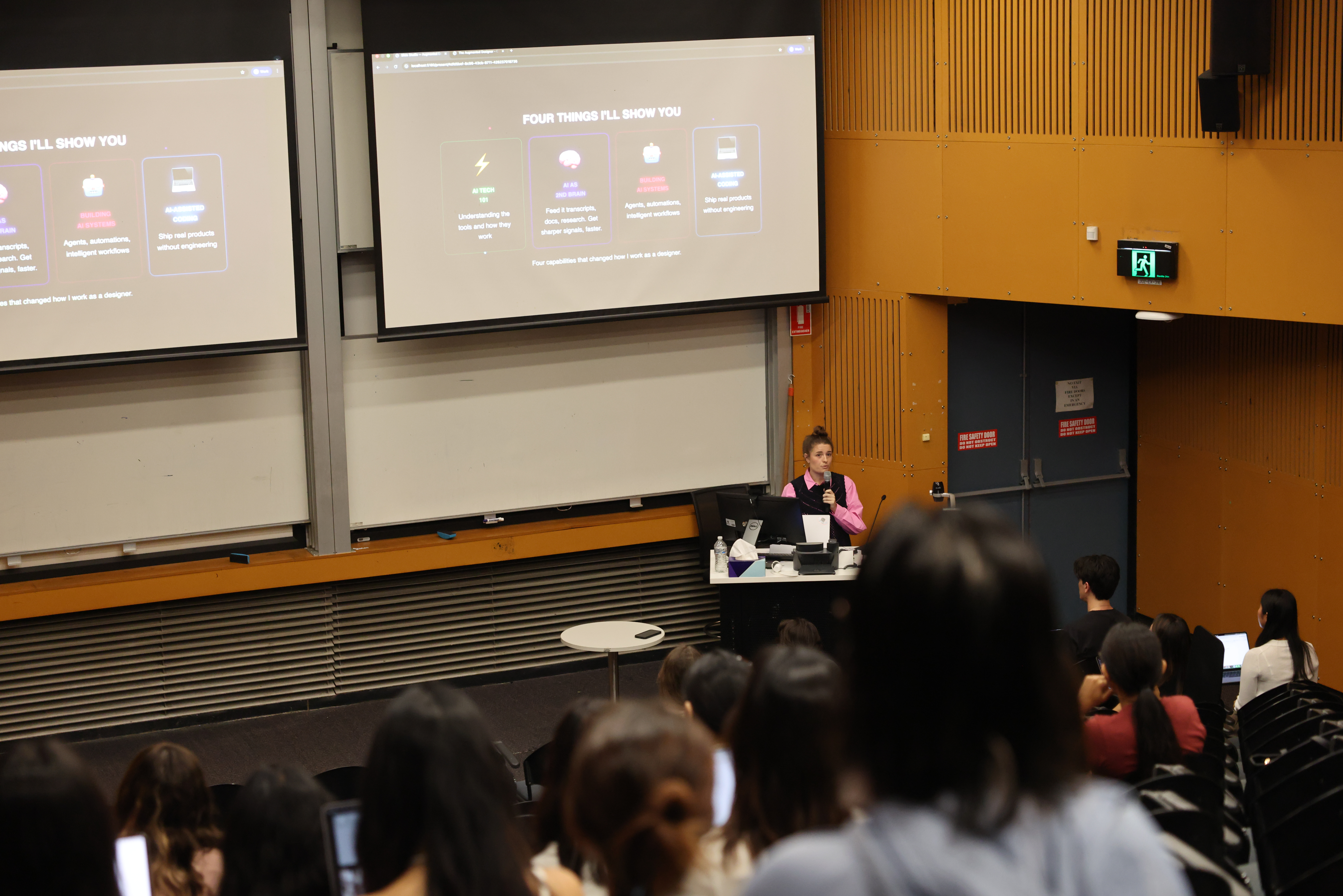 Freya speaking at university